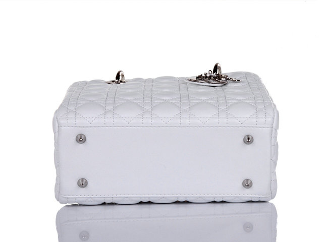 lady dior lambskin leather bag 6322 white with silver hardware